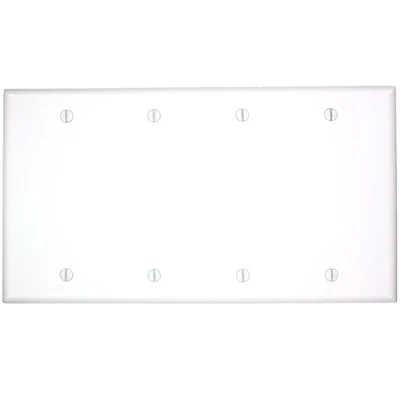 4-Gang, No Device, Blank Wall Plate, Standard Size, Thermoset, Box Mount, White, 88064
