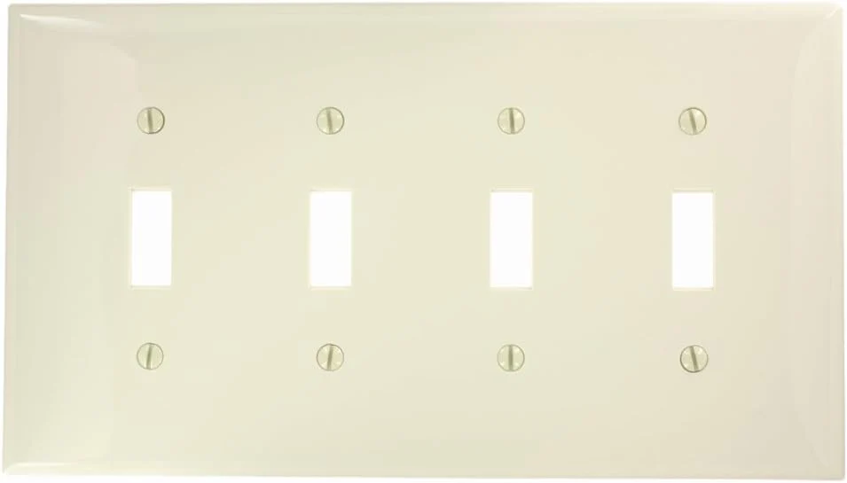 4-Gang Toggle Switch Wallplate, Midway Size, Thermoplastic Nylon, Ivory, 00PJ4-I