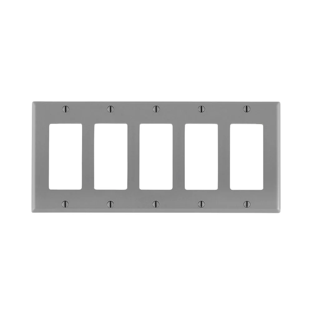 5-Gang Decora/GFCI Device Decora Wall Plate, Standard Size, Thermoset, Device Mount, 80423 - Image 2