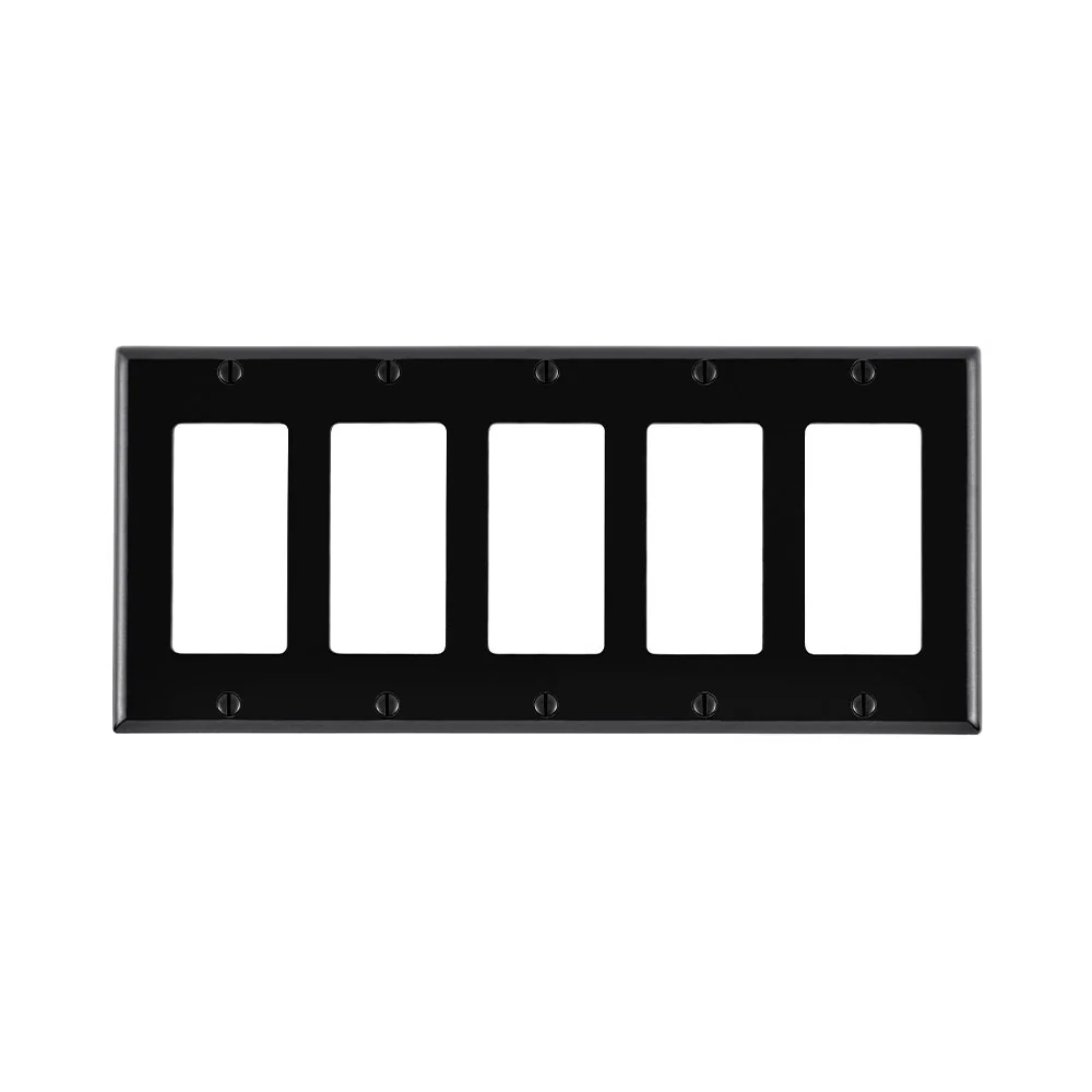 5-Gang Decora/GFCI Device Decora Wall Plate, Standard Size, Thermoset, Device Mount, 80423 - Image 3