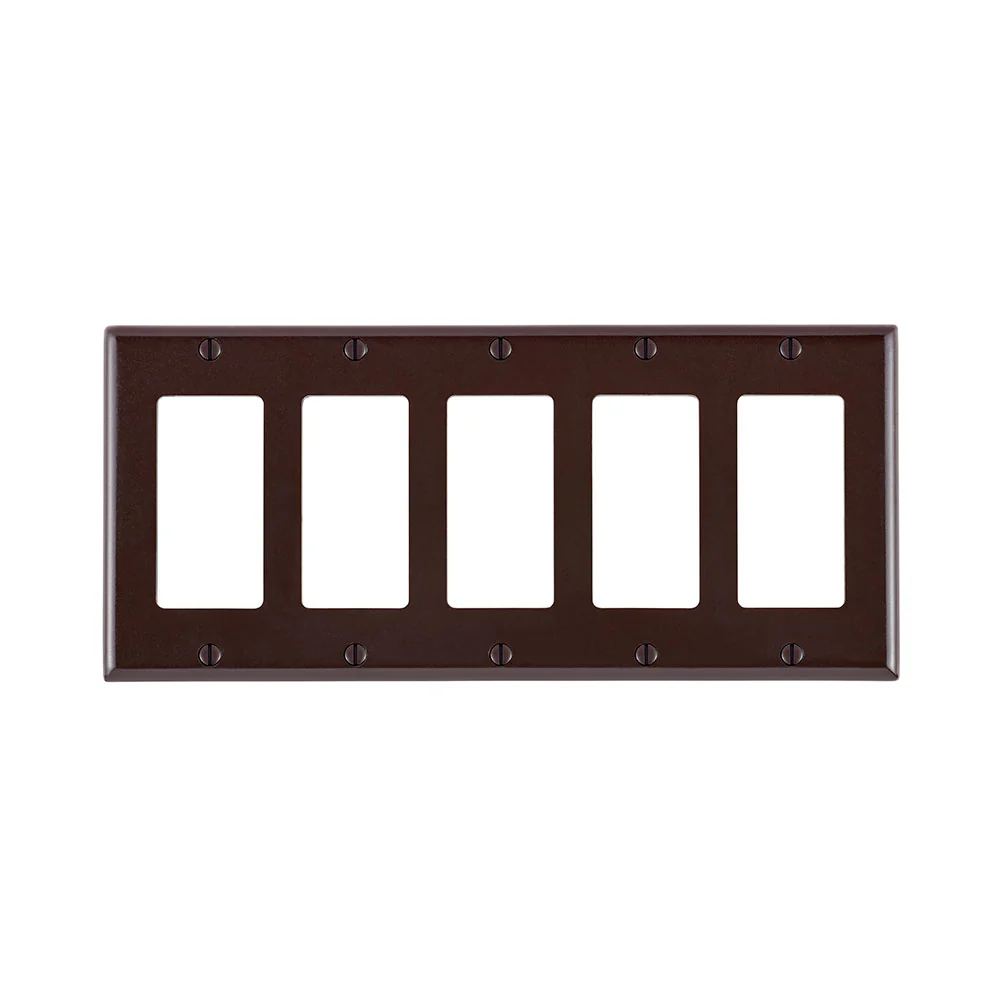 5-Gang Decora/GFCI Device Decora Wall Plate, Standard Size, Thermoset, Device Mount, 80423 - Image 4