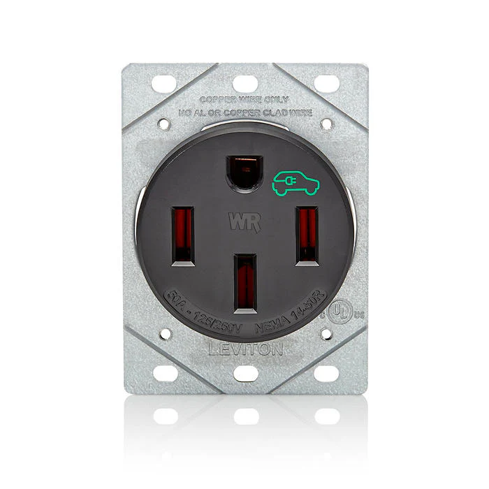 50 Amp EV Charging Receptacle/Outlet, Heavy Duty, Weather-Resistant, 1450W