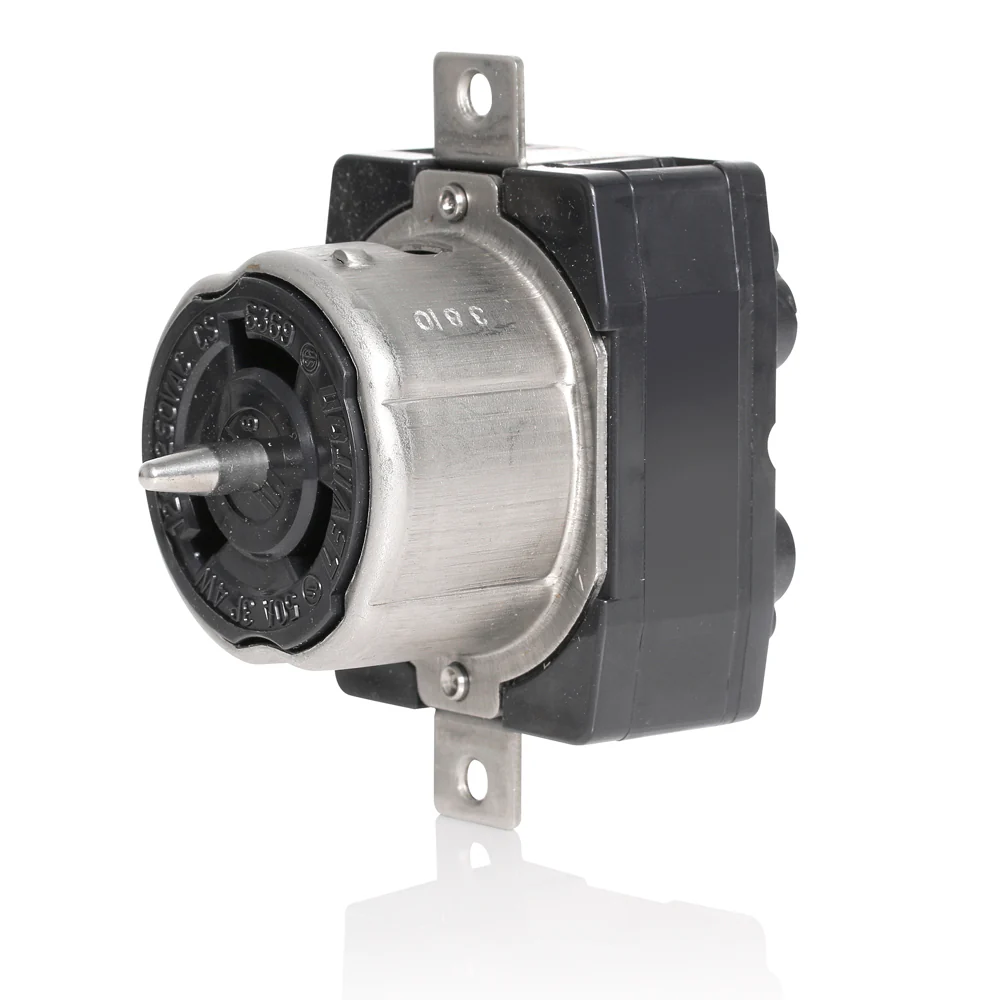 50Amp, 125/250V AC, Non-NEMA, 3P, 4W, Black & White Locking Flush Mount Receptacle, Industrial Grade, Grounding, BLACK, CS6369 - Image 4