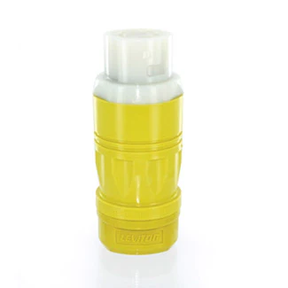50Amp, 125V AC, Non-NEMA, 2P, 3W, Black & White Locking Connector, Industrial Grade, Grounding, Corrosion-Resistant(CR) – YELLOW, 6360CR