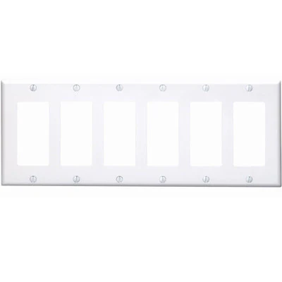 6-Gang Decora/GFCI Device Decora Wall Plate, Standard Size, Thermoset, Device Mount, 80436