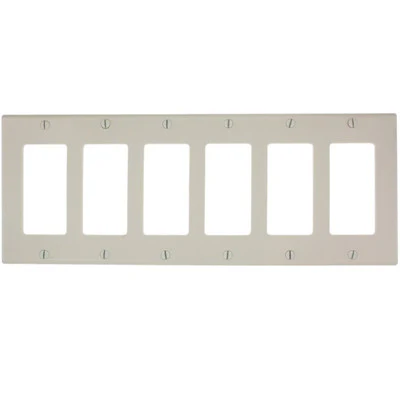 6-Gang Decora/GFCI Device Decora Wall Plate, Standard Size, Thermoset, Device Mount, 80436 - Image 2
