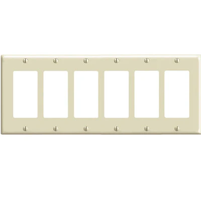 6-Gang Decora/GFCI Device Decora Wall Plate, Standard Size, Thermoset, Device Mount, 80436 - Image 3