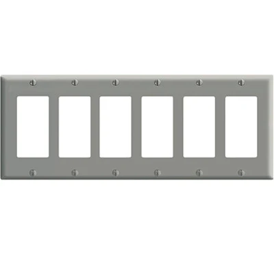 6-Gang Decora/GFCI Device Decora Wall Plate, Standard Size, Thermoset, Device Mount, 80436 - Image 4