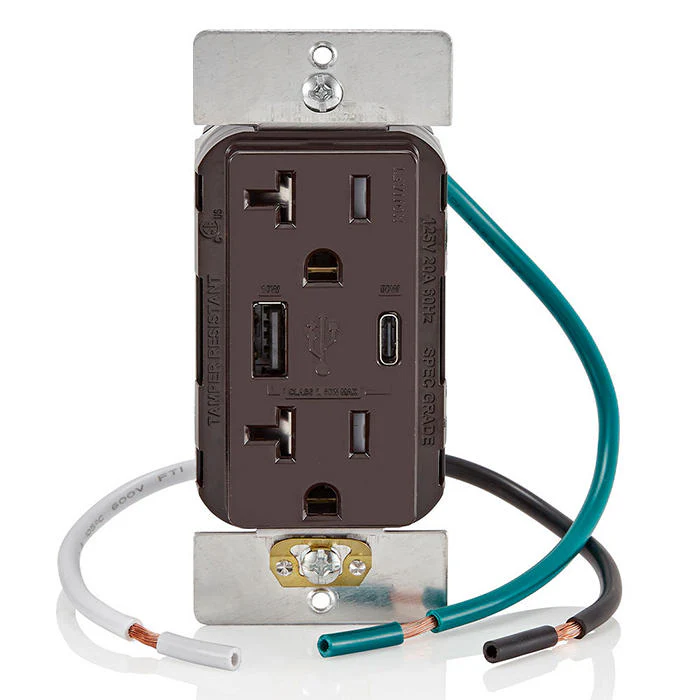 60W (20V@2.5A+ 5V@2A) USB Dual Type A/Type-C Power Delivery in-Wall Charger with 20A Tamper-Resistant Outlet, USB Charger for Smartphones, Tablets, Laptops, T5834 - Image 4