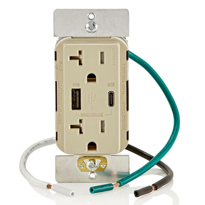 60W (20V@2.5A+ 5V@2A) USB Dual Type A/Type-C Power Delivery in-Wall Charger with 20A Tamper-Resistant Outlet, USB Charger for Smartphones, Tablets, Laptops, T5834 - Image 6