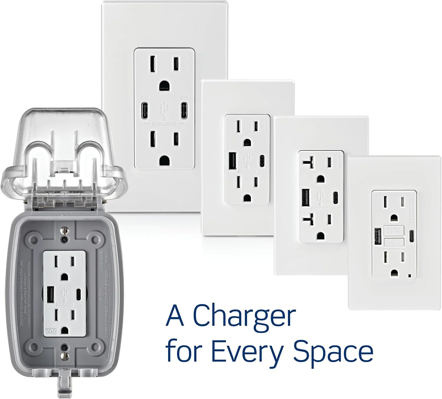 60W (20V@2.5A+ 5V@2A) USB Dual Type A/Type-C Power Delivery Wall Outlet Charger with 15A Tamper-Resistant Outlet, T5634 - Image 15