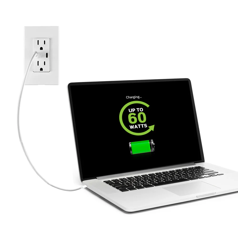 60W (6A) USB Dual Type-C/C Power Delivery Wall Charger with 15A Tamper-Resistant Outlet, T5636 - Image 10