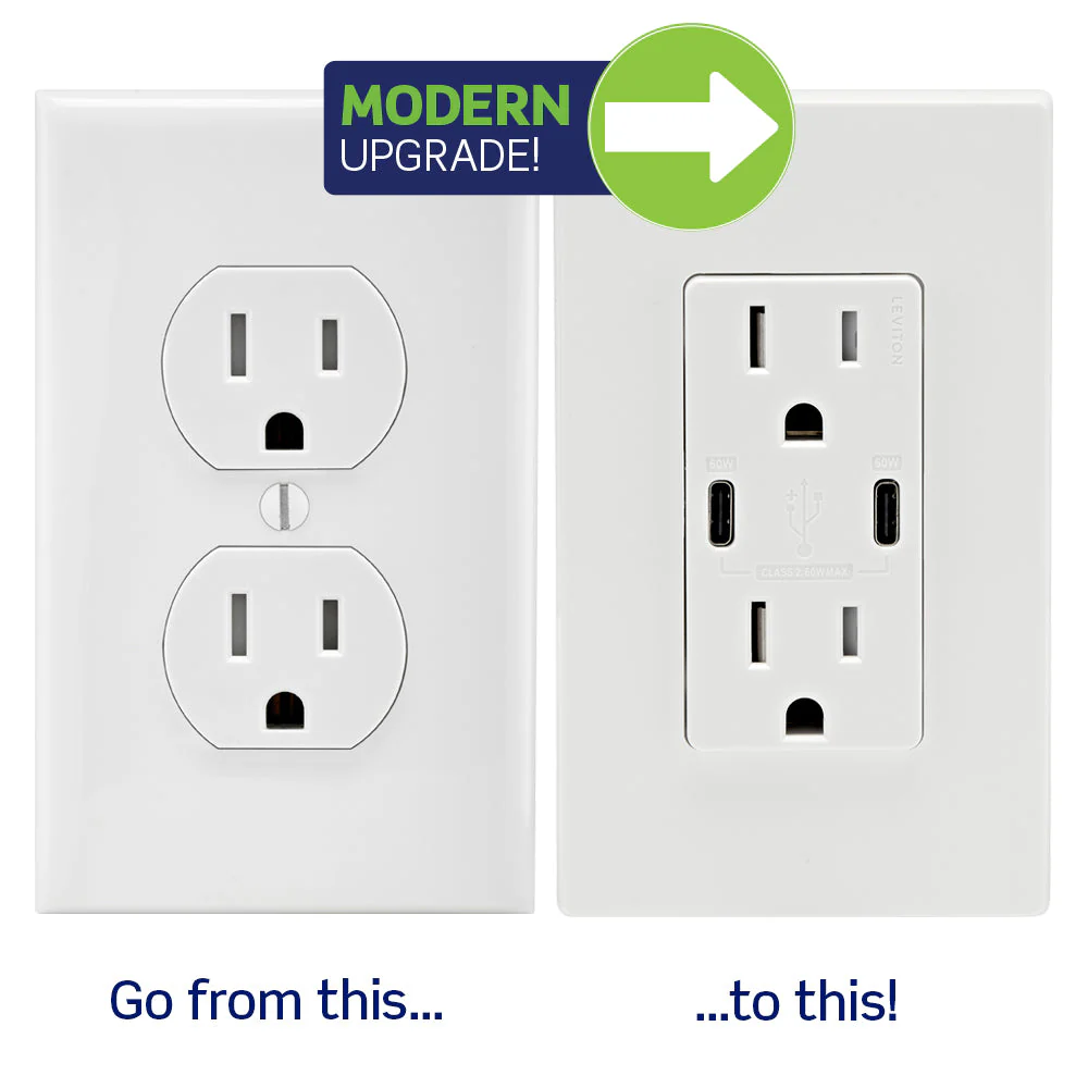 60W (6A) USB Dual Type-C/C Power Delivery Wall Charger with 15A Tamper-Resistant Outlet, T5636 - Image 11