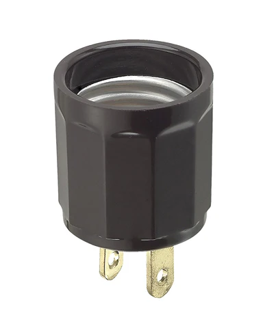660 Watt, 125 Volt, Polarized Outlet-to-Lampholder Adapter, Brown, 61