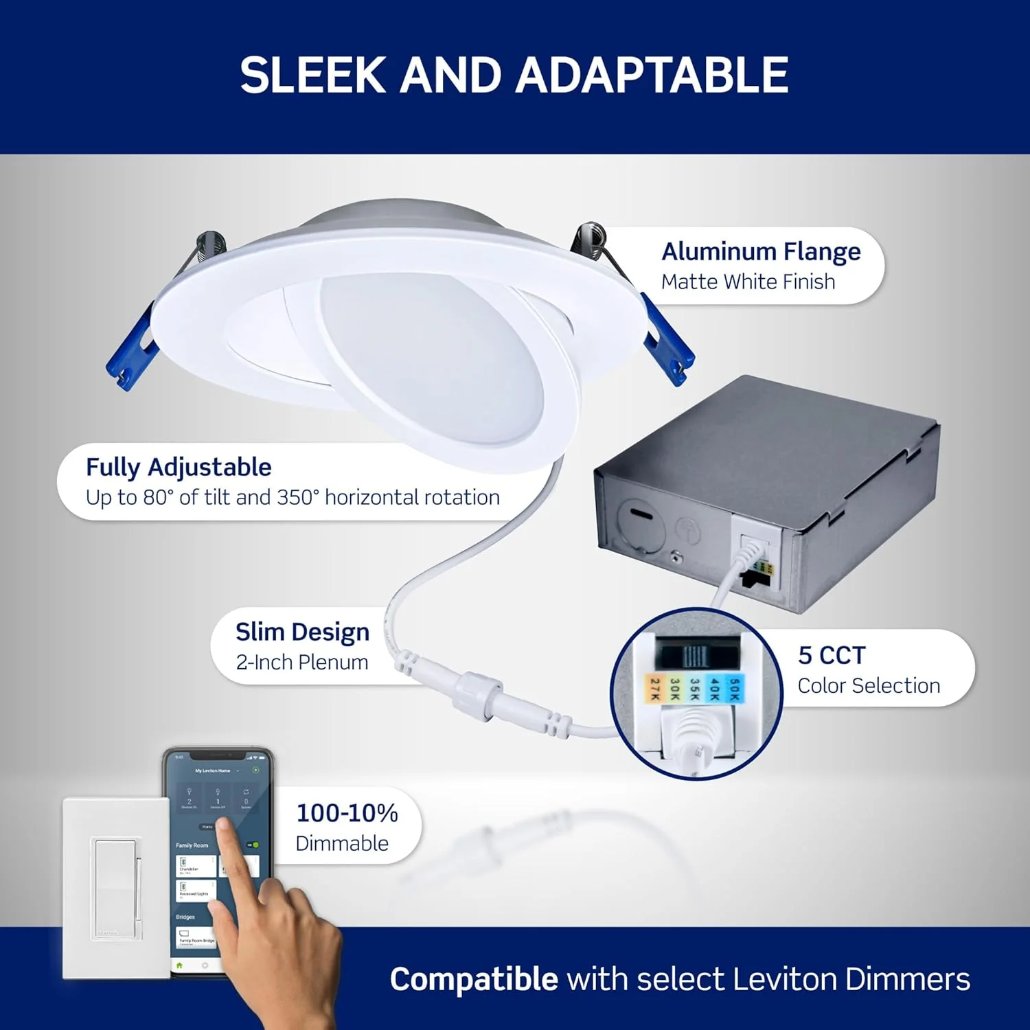 Adjustable Slim Downlight with Selectable CCT, White - Image 8