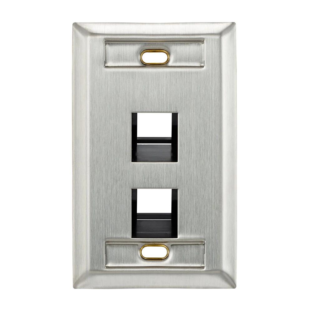 Angled Single-Gang Stainless Steel QUICKPORT Wallplate with ID Windows, 43081