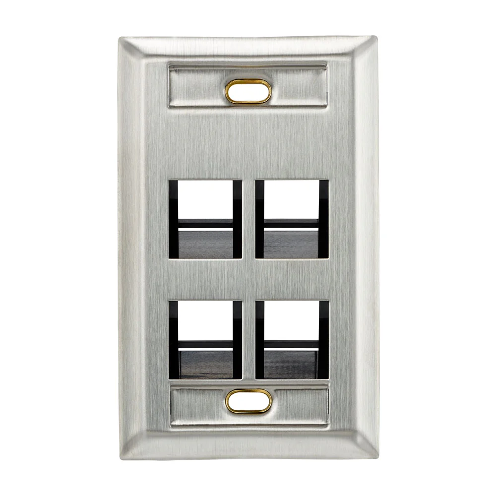 Angled Single-Gang Stainless Steel QUICKPORT Wallplate with ID Windows, 43081 - Image 2