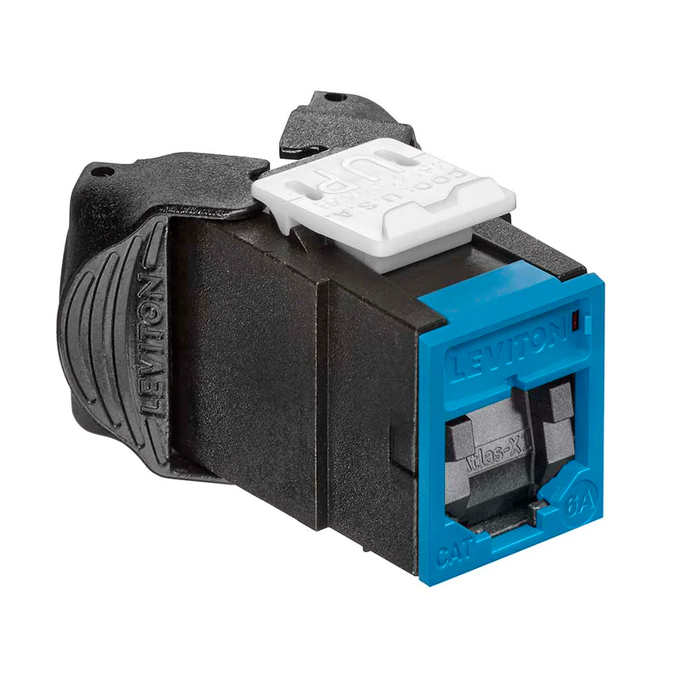 ATLAS-X1 Cat 6A UTP QUICKPORT Jack with Shutters, Blue, 6AUJK-SL6