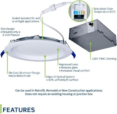 Baffle Downlight with SureSlide Dimmer Switch, 6674N - Image 5