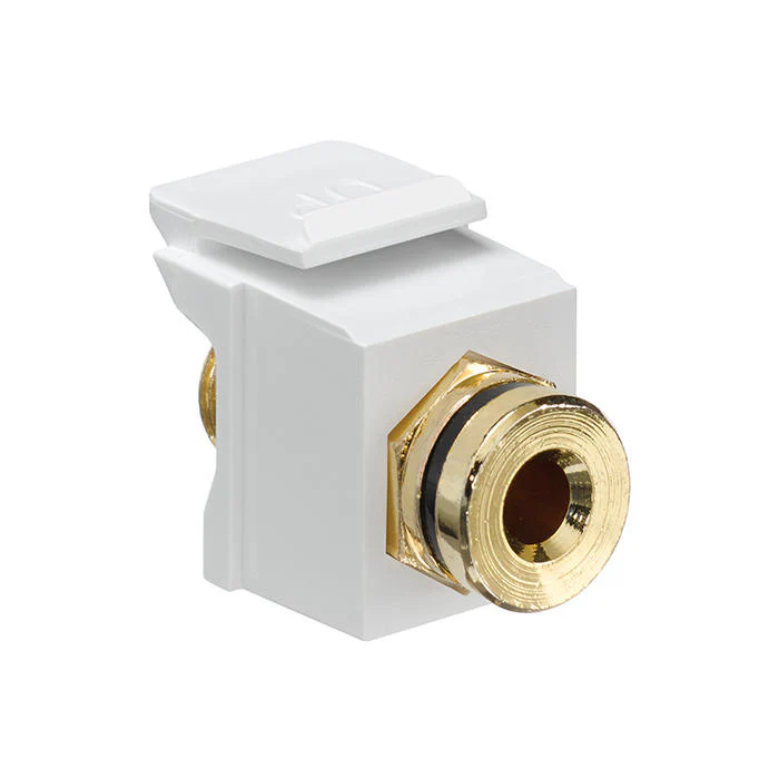 Banana Jack QUICKPORT™ Coupler, Gold-Plated, Black Stripe, White Housing, 40837-BWE