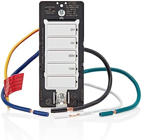 Decora In-Wall 2-Hour Countdown Timer Switch, 20A, 1 HP/16A Fan/Motor, Single Pole/Multi-Way/Multi-Timer, DT202-1LW - Image 13