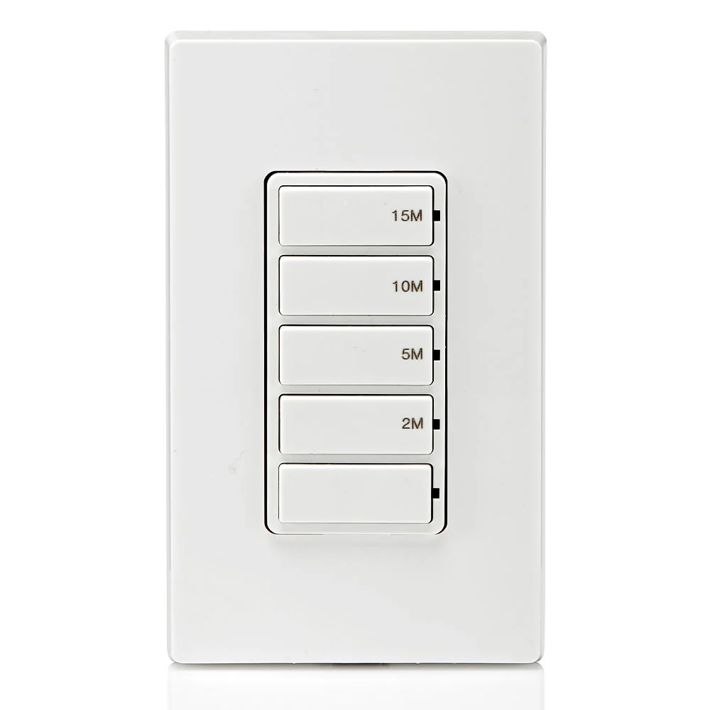 Countdown Timer Switch for bathroom household lights, 2-5-10-15 min, No Neutral Required, Single Pole, 15A, 1/2 HP/9.8A Fan/Motor, White, 15-Amp, DT115-1LW - Image 12