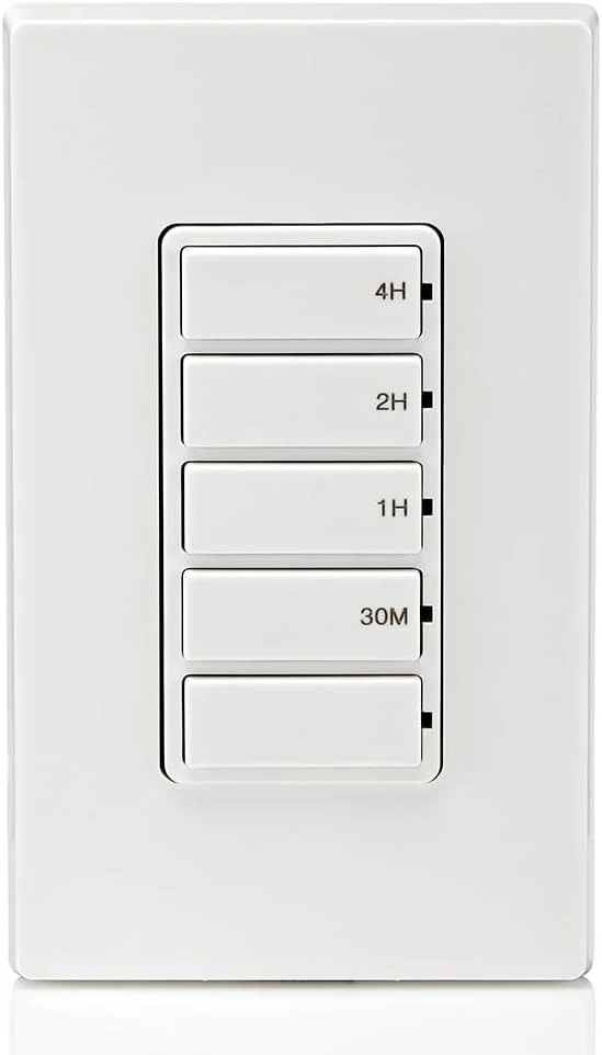 Countdown Timer Switch for bathroom household lights, 30 min, 1-2-4 hour, No Neutral Required, Single Pole, 15A, 1/2 HP/9.8A Fan/Motor, White, 15-Amp, DT104-1LW - Image 12