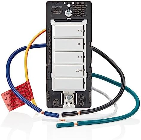 Decora In-Wall 4-Hour Countdown Timer Switch, 20A, 1 HP/16A Fan/Motor, Single Pole/Multi-Way/Multi-Timer, DT204-1LW - Image 13