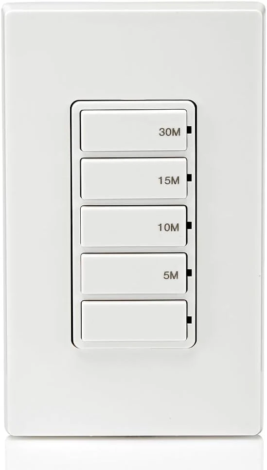 Countdown Timer Switch for bathroom household lights, 5-10-15-30 min, No Neutral Required, Single Pole, 15A, 1/2 HP/9.8A Fan/Motor, White, 15-Amp, DT130-1LW - Image 12