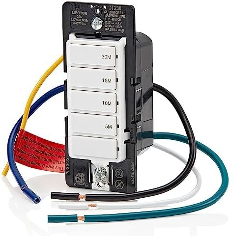 Decora In-Wall 30-Minute Countdown Timer Switch, 20A, 1 HP/16A Fan/Motor, Single Pole/Multi-Way/Multi-Timer, DT230-1LW - Image 11