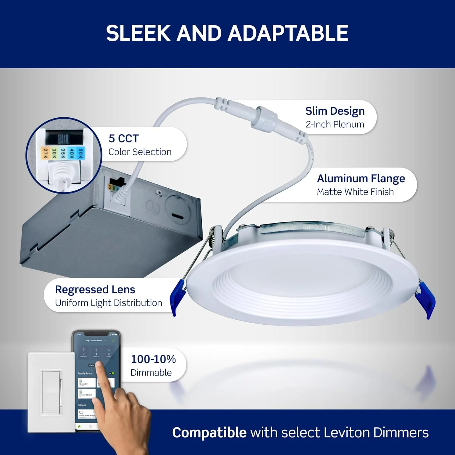 Baffle Slim Downlight with Selectable CCT, White - Image 7