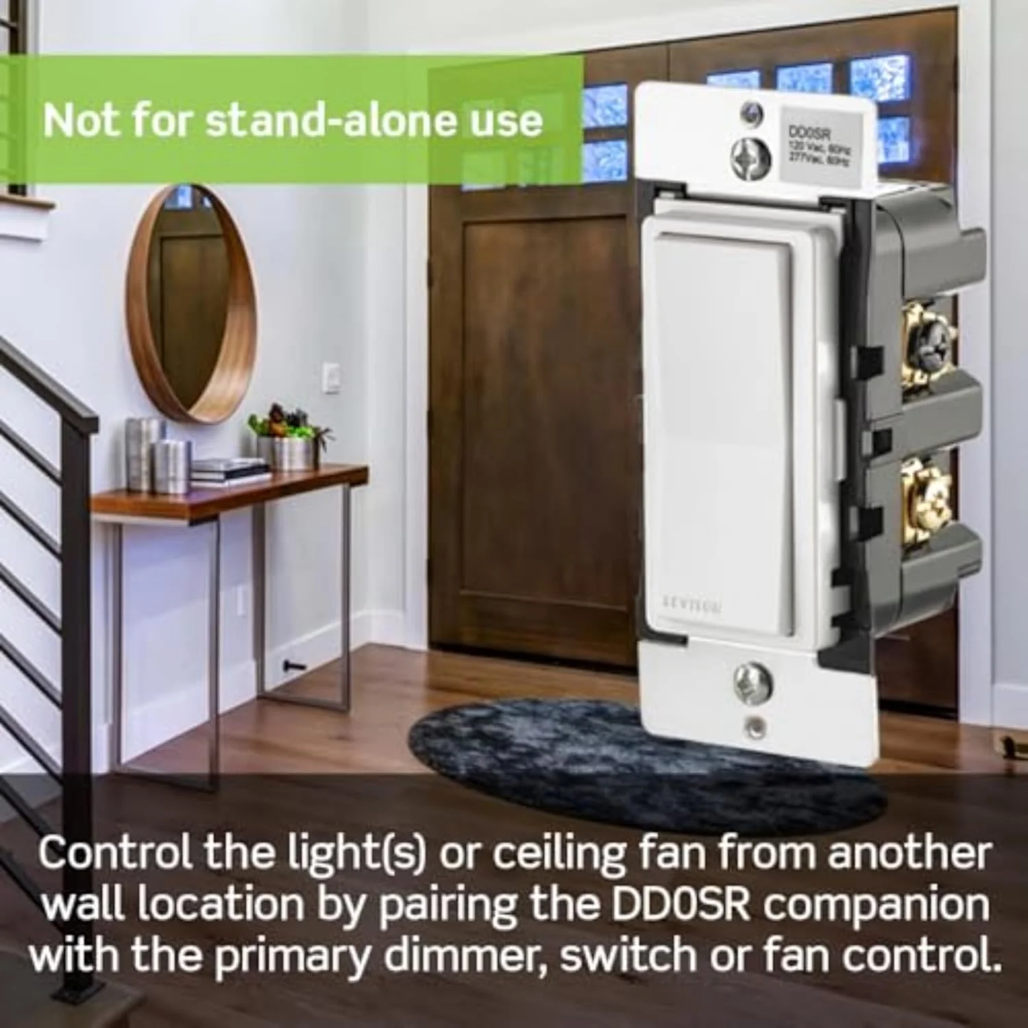 Decora Companion Switch for multi-location control with LED locator, 120VAC, 60Hz, White, Ivory, Light Almond, DD0SR-DLZ - Image 5