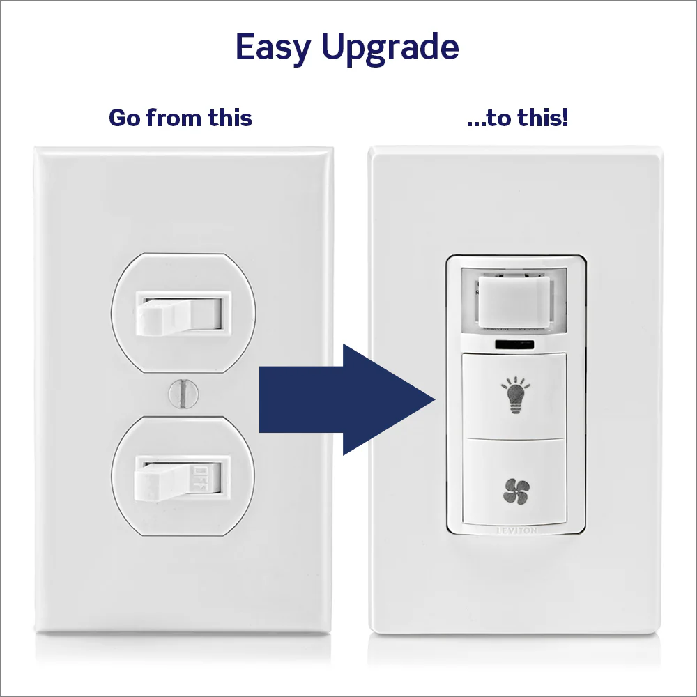 Decora In-Wall Combination Humidity Sensor and Fan Control with Light Switch, 1/4 HP, Residential Grade, Single Pole/Single Pole, DHD05-1LW - Image 11