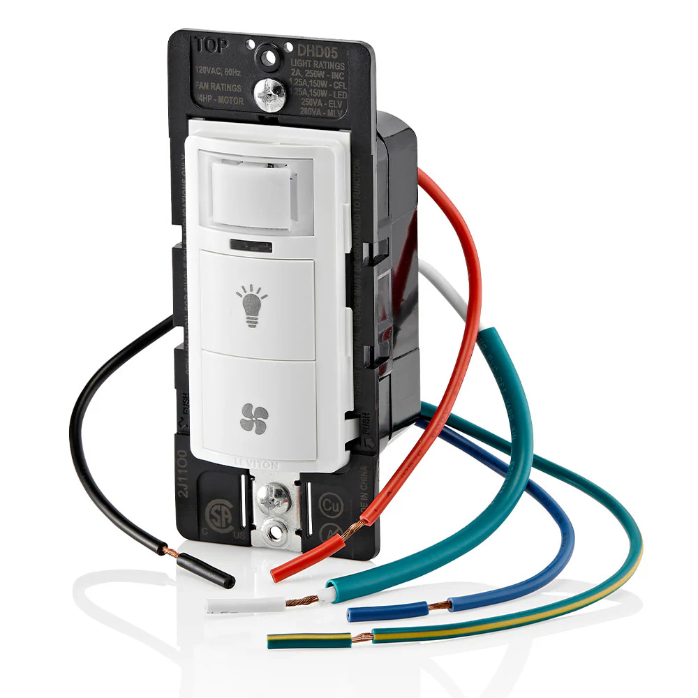 Decora In-Wall Combination Humidity Sensor and Fan Control with Light Switch, 1/4 HP, Residential Grade, Single Pole/Single Pole, DHD05-1LW - Image 14