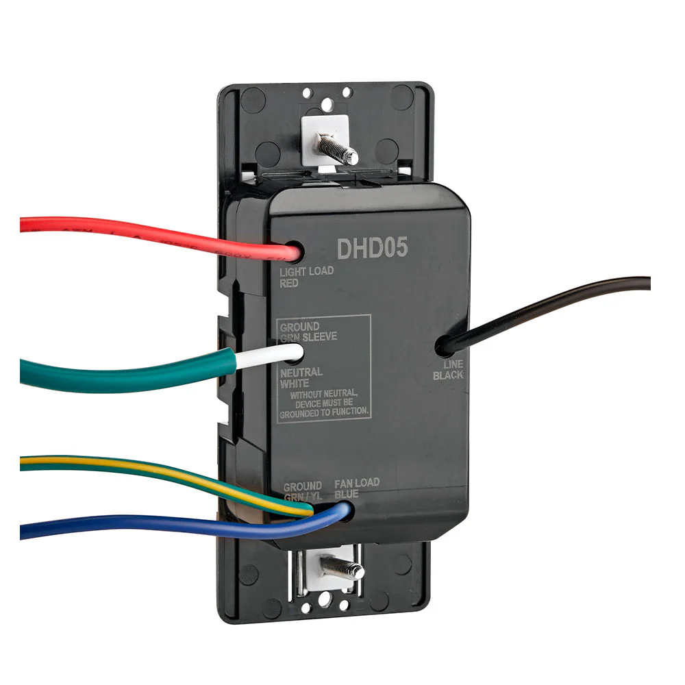 Decora In-Wall Combination Humidity Sensor and Fan Control with Light Switch, 1/4 HP, Residential Grade, Single Pole/Single Pole, DHD05-1LW - Image 17