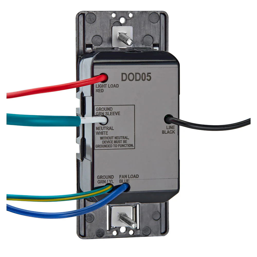 Decora In-Wall Combination Occupancy Sensor with Fan Switch, 1/4 HP, Residential Grade, Single Pole/Single Pole, DOD05 - Image 6