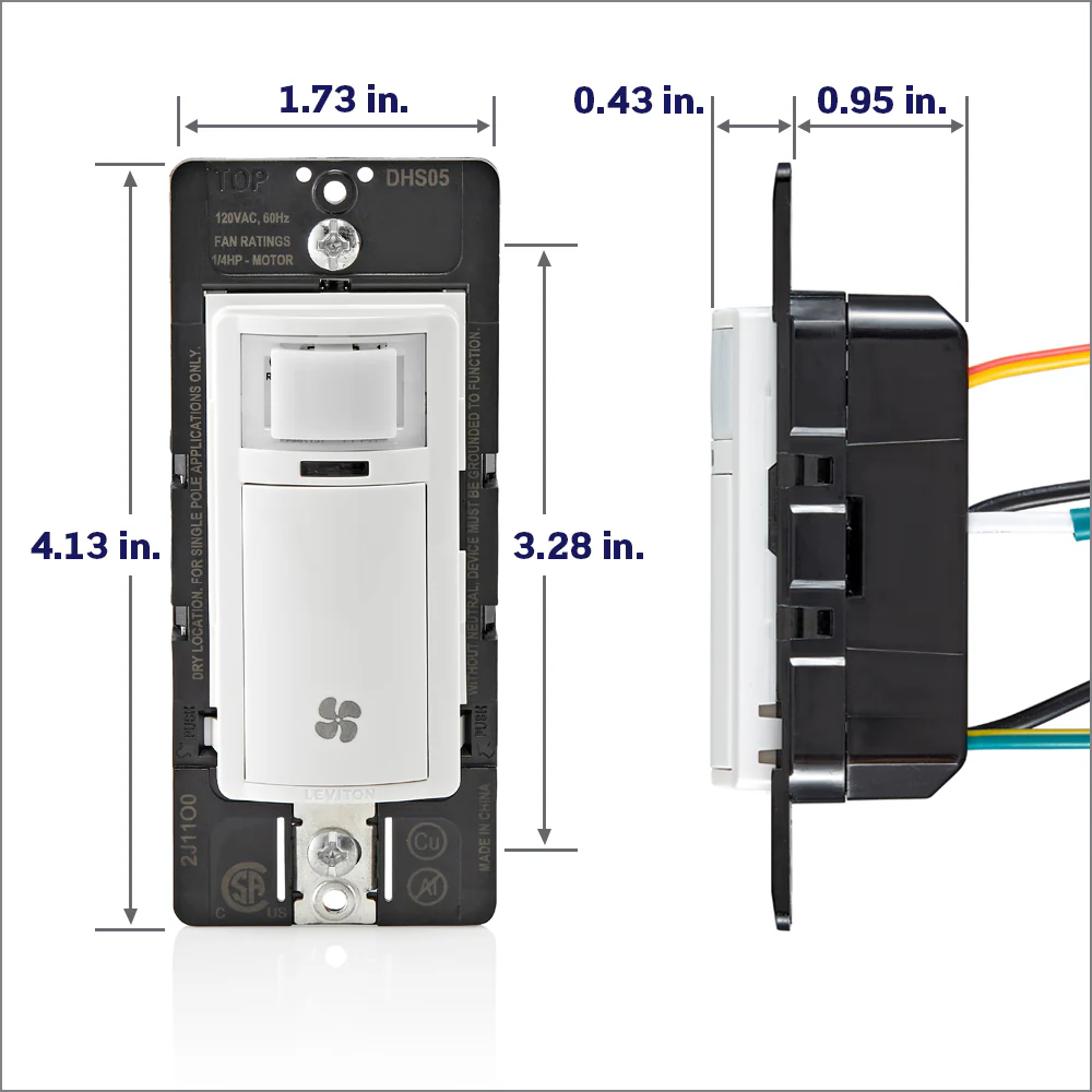 Decora In-Wall Humidity and Fan Control Switch, 1/4 HP, Residential Grade, Single Pole, DHS05 - Image 11