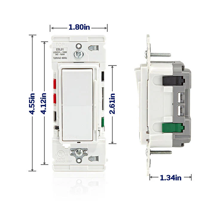 Decora Lever Edge Rocker Slide Dimmer Switch, ESL01-1LW - Image 16
