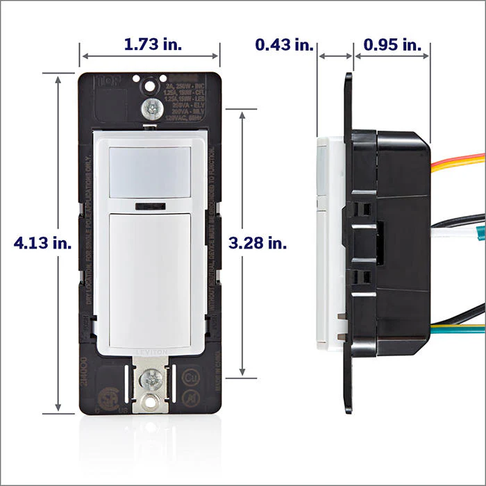 Decora Occupancy Motion Sensor Light Switch, Auto-On or Manual-On, 15A, Residential Grade, Single Pole, Multi-Way or Multi-Sensor, DOS15 - Image 10