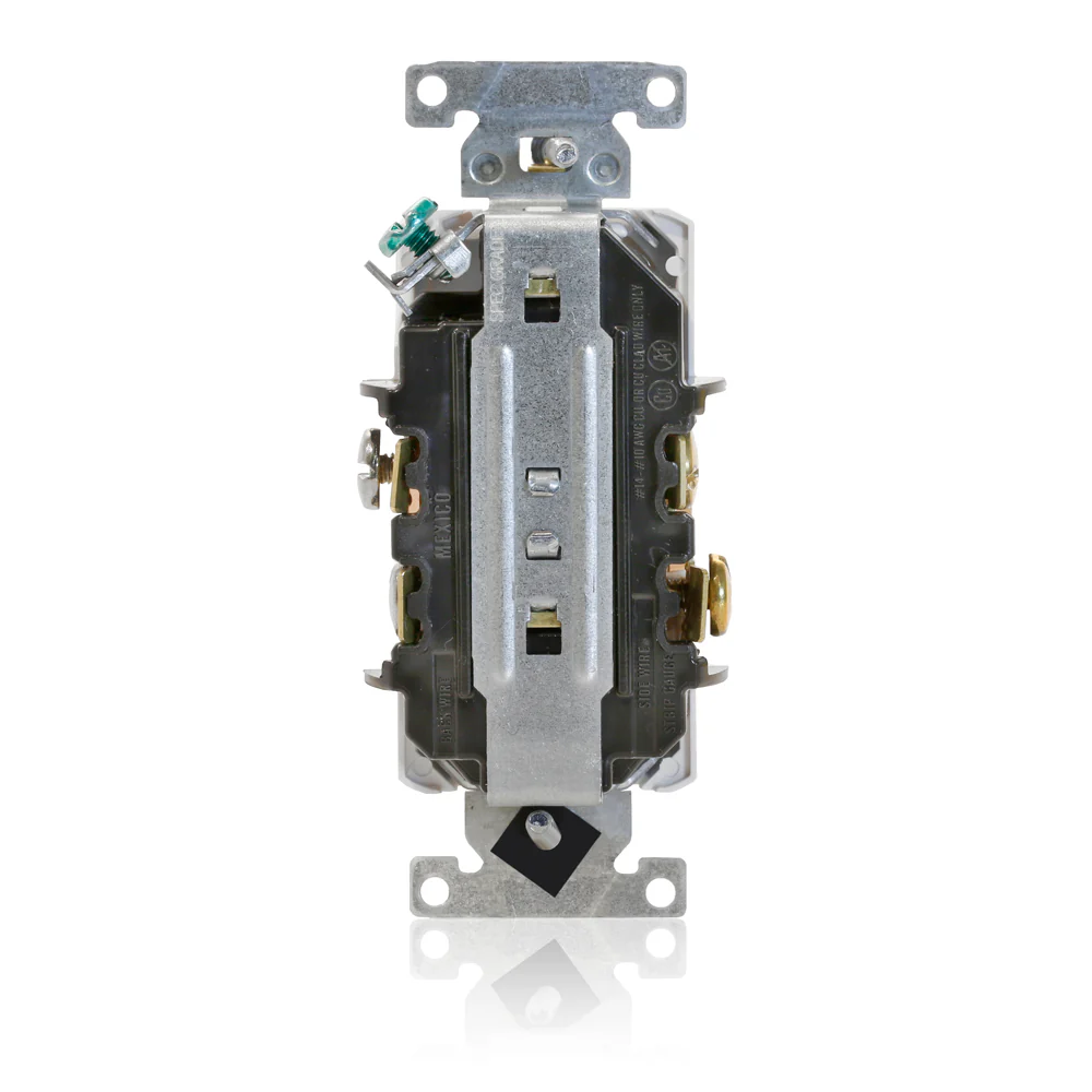 Decora Plus Duplex Receptacle Outlet, Heavy-Duty Industrial Specification Grade, Weather and Tamper-Resistant, Smooth Face, 20 Amp, 125 Volt, Back or Side Wire, NEMA 5-20R, 2-Pole, 3-Wire, Self-Grounding, WTD20 - Image 3