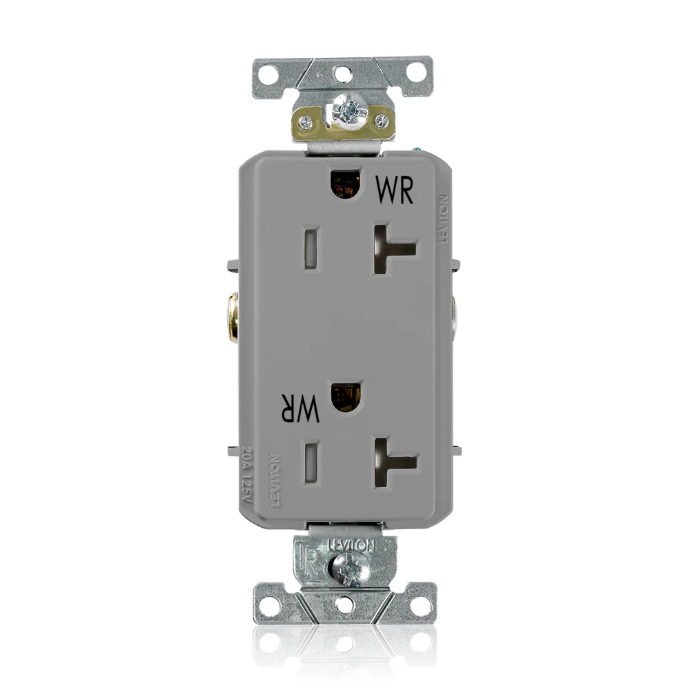 Decora Plus Duplex Receptacle Outlet, Heavy-Duty Industrial Specification Grade, Weather and Tamper-Resistant, Smooth Face, 20 Amp, 125 Volt, Back or Side Wire, NEMA 5-20R, 2-Pole, 3-Wire, Self-Grounding, WTD20 - Image 4