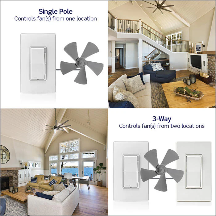 Leviton Decora Slide Ceiling Fan Wall Switch, Quiet 3-Speed Fan Control, White with Ivory and Light Almond Faceplates Included, DSF01-10Z - Image 6