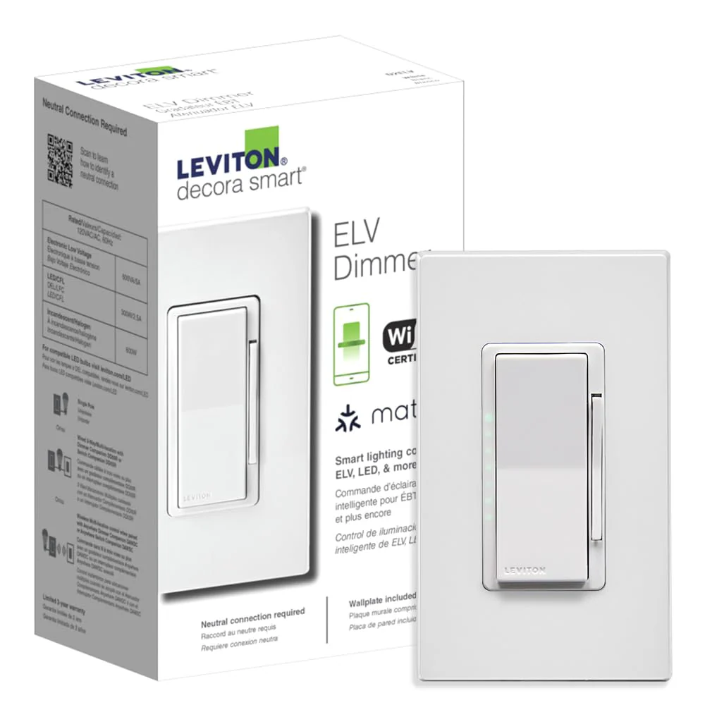 Decora Smart ELV / LED, Phase Selectable Dimmer Switch, Wi-Fi 2nd Gen, Neutral Wire Required, D2ELV - Image 3