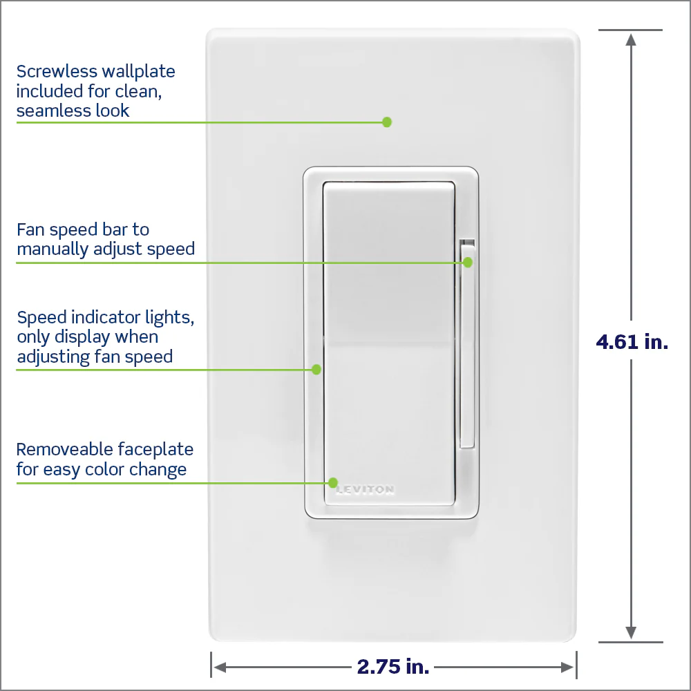 D24SF Decora Smart Fan Speed Controller, Wi-Fi 2nd Gen, Requires Neutral Wire - Image 8
