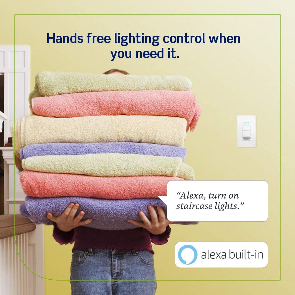 Decora Smart Voice Dimmer Switch with Amazon Alexa Built-in, Wi-Fi 1st Gen, DWVAA-1BW, White - Image 3