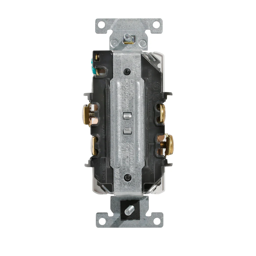 Duplex Receptacle Outlet, Heavy-Duty Hospital Grade, Smooth Face, 20 Amp, 125 Volt, Back and Side Wire, NEMA 5-20R, 2-Pole, 3-Wire, Self-Grounding - Ivory, 8300-HI - Image 3