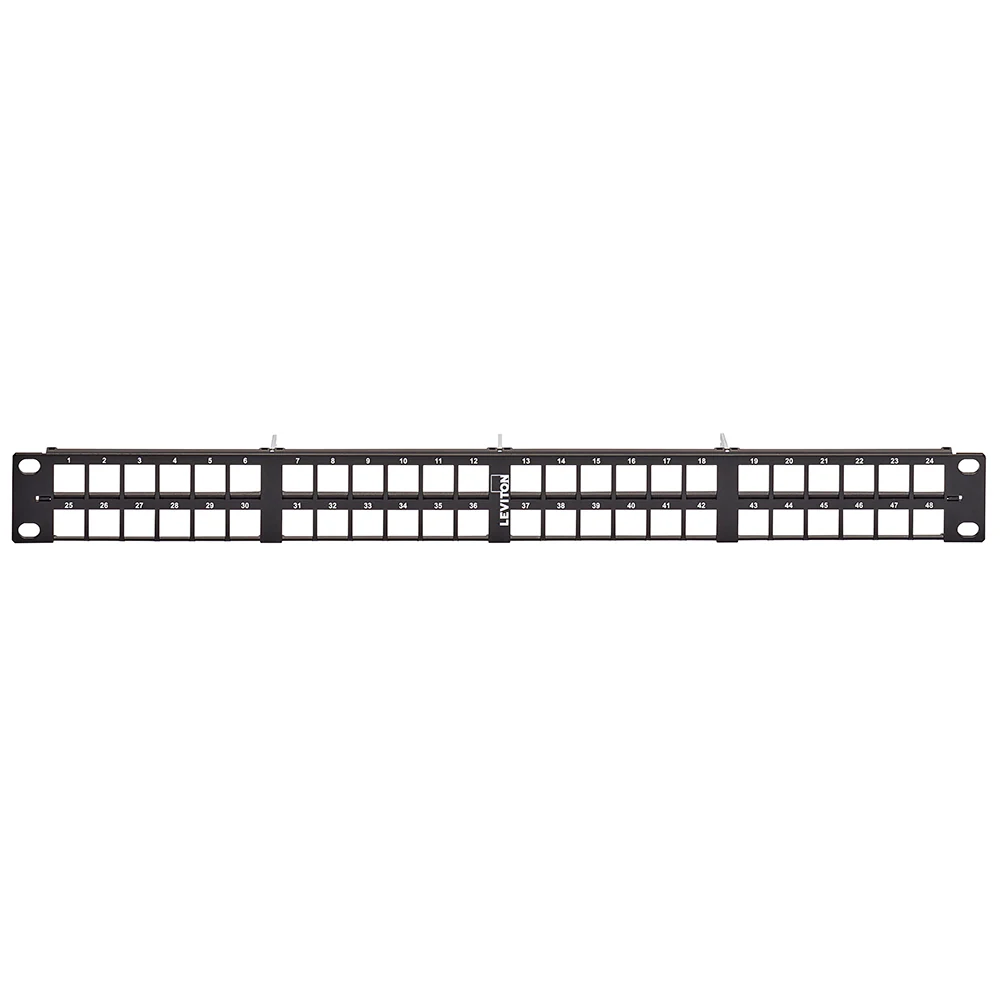 e2XHD 1RU High-Density Universal Flat Panel, accepts shielded, UTP, and fiber cassettes, E2X1F-S48