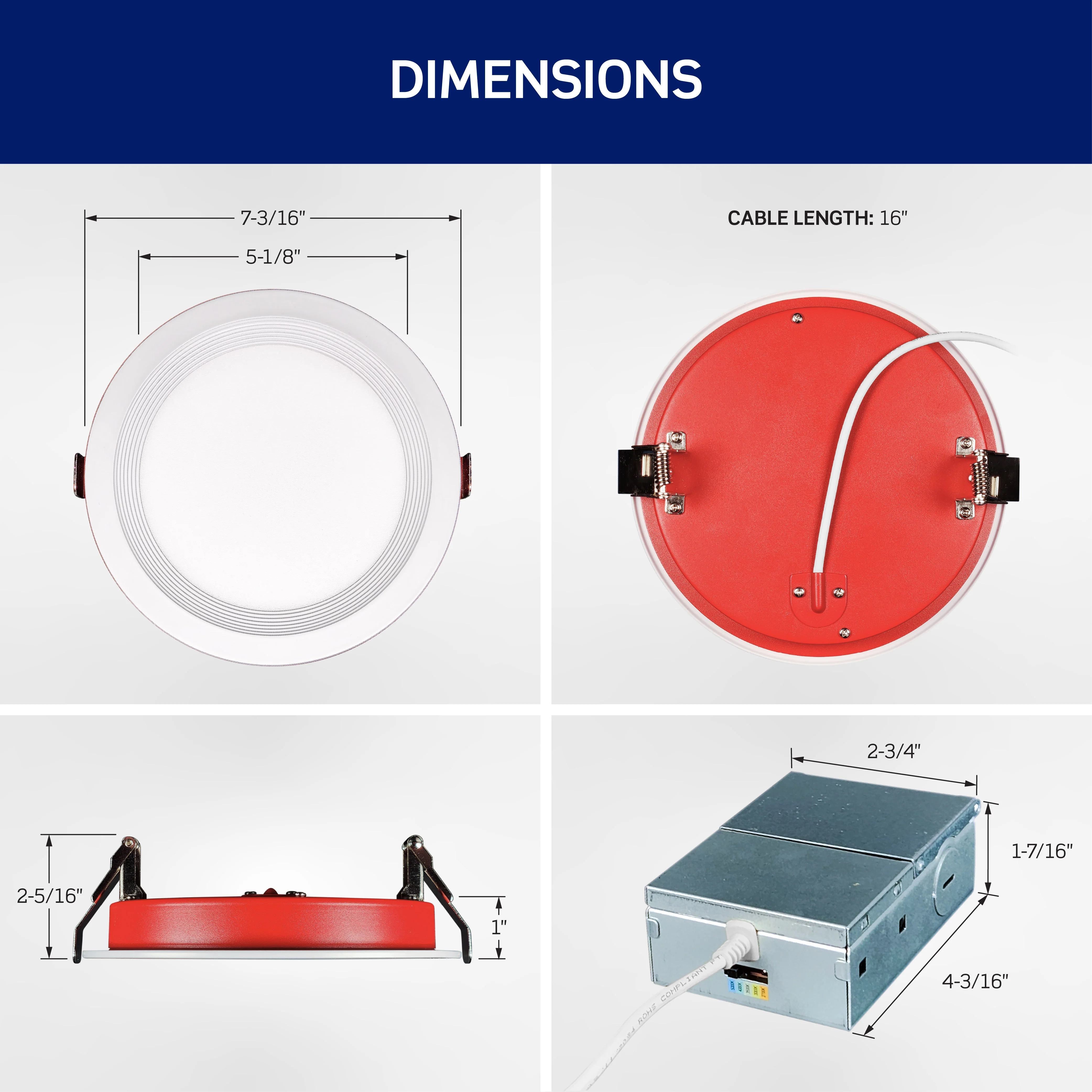Fire-Rated Baffle Slim Downlight with Selectable CCT, White - Image 5