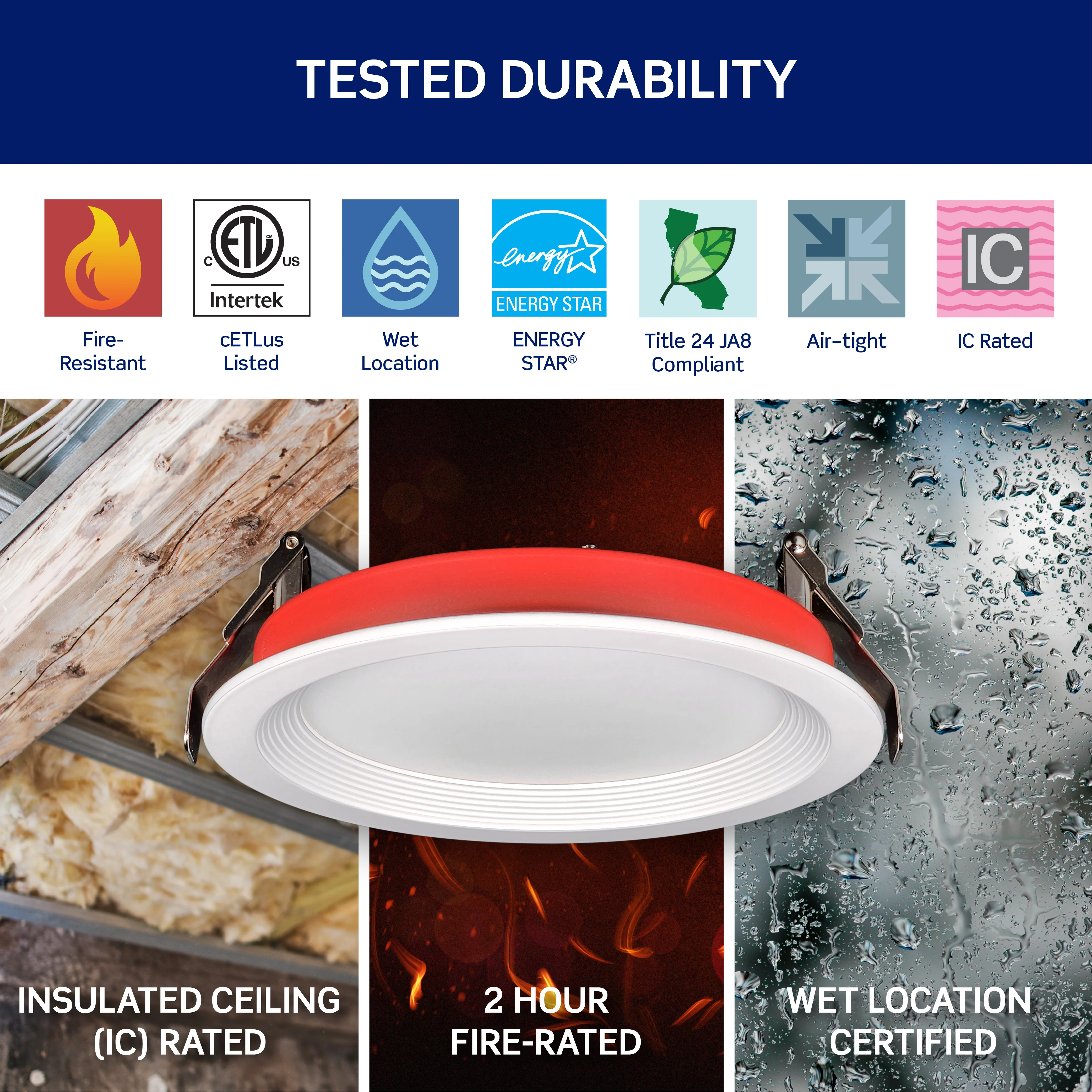 Fire-Rated Baffle Slim Downlight with Selectable CCT, White - Image 8