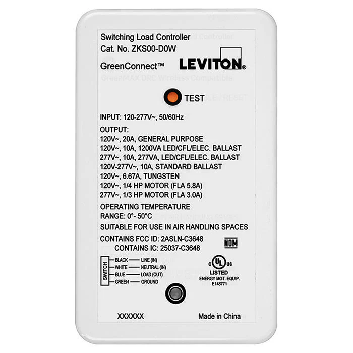 GreenConnect, Load Controller, 20A Switching, Wireless, ZKS00-D0W